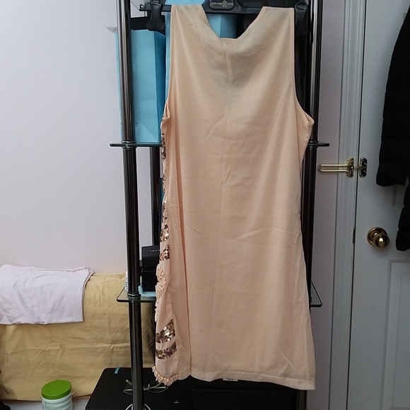 NEW Vicky & Lucas Charlotte Floral Sequin Dress in Beige- one size - Picture 5 of 16